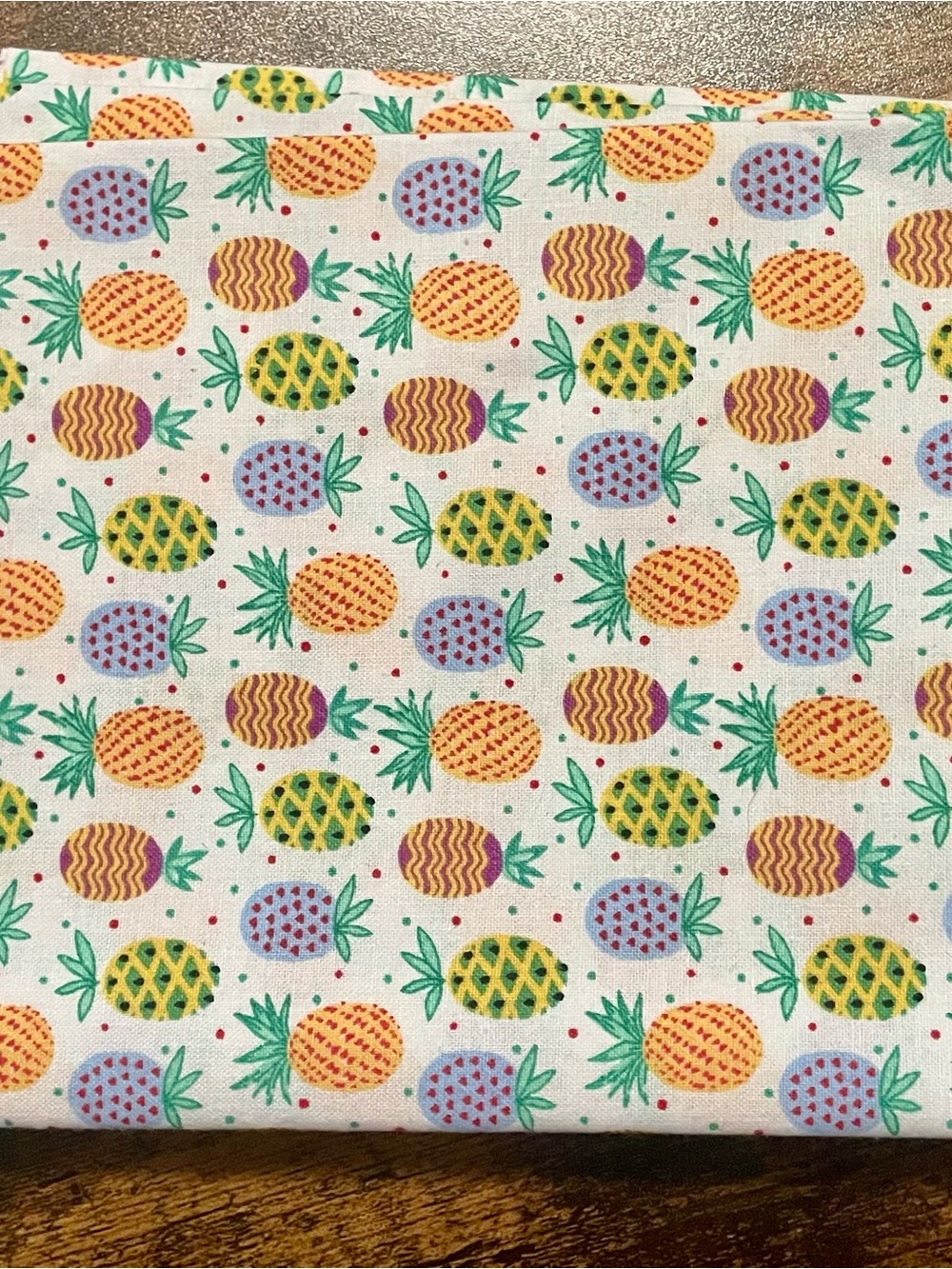 Tropical Pineapple Cotton Craft Fabric – 1 Yard Piece (38” x 44”)